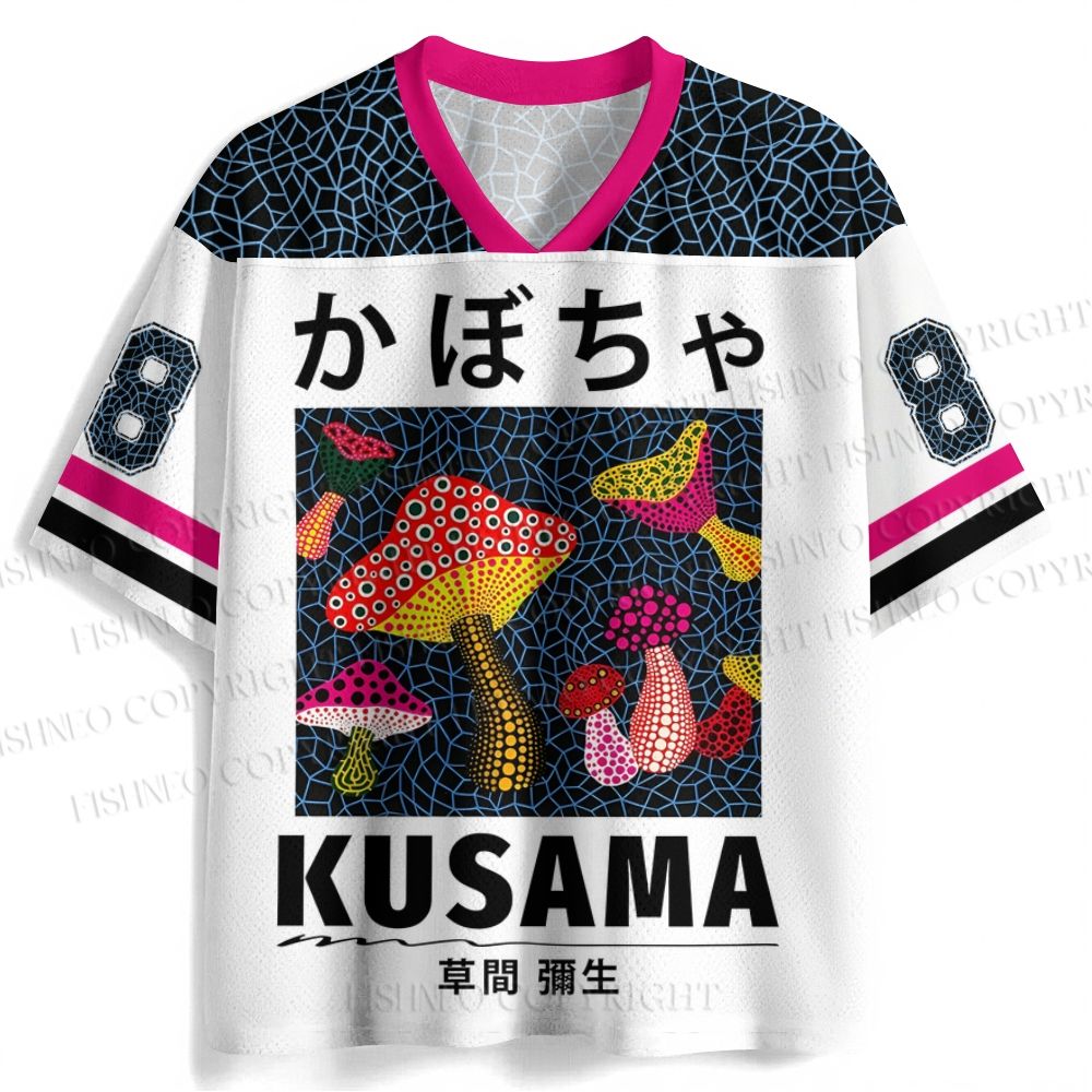 Yayoi Kusama Colorful Mushroom Printed Jersey Shirts