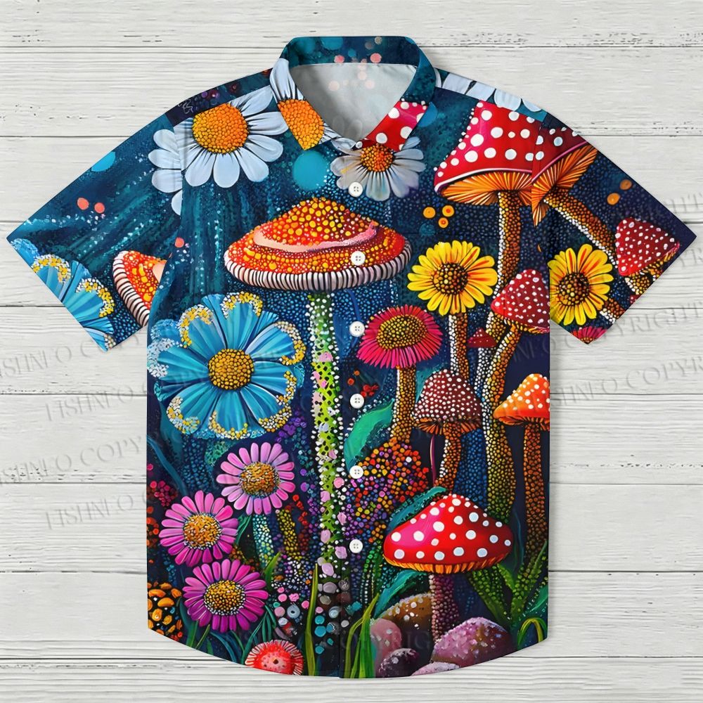 Yayoi Kusama Mushrooms Hawaiian Shirt