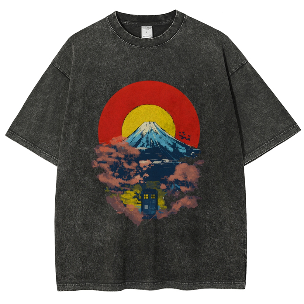 Mount Fuji & TARDIS Vintage Washed T-shirt