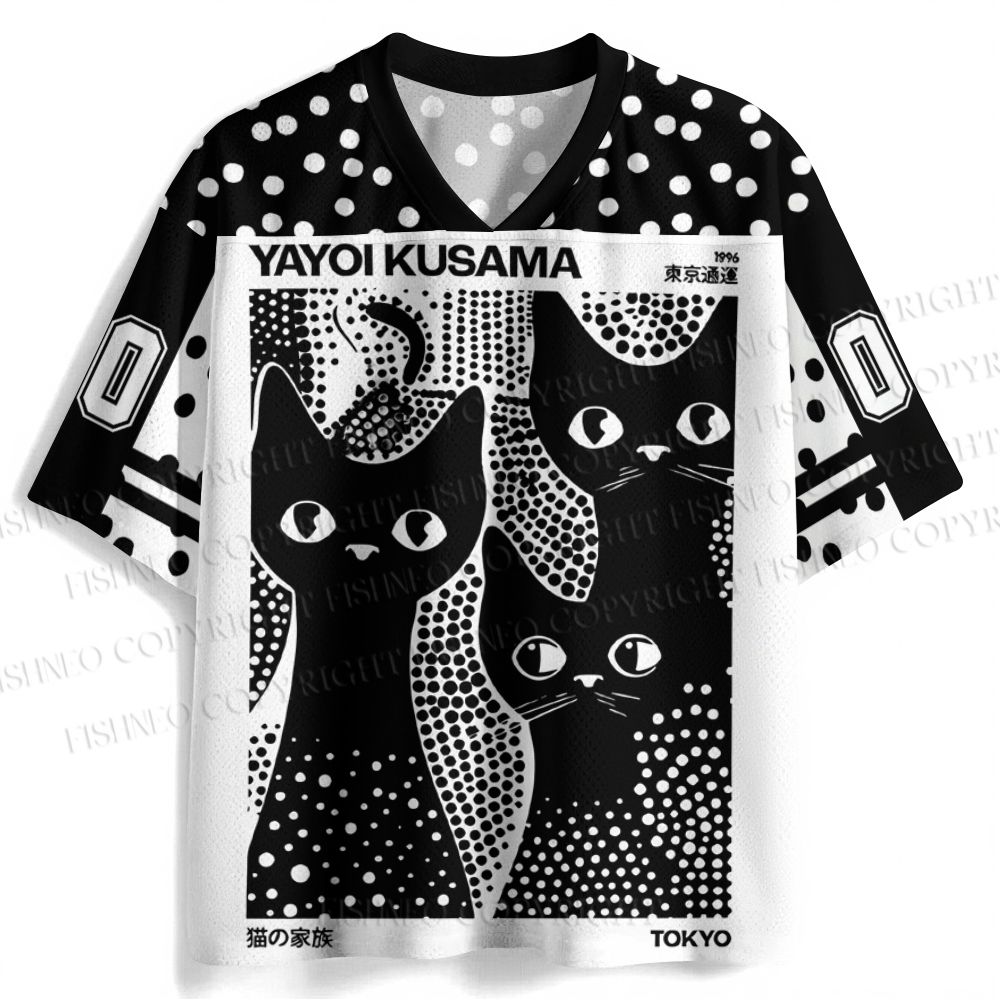Japanese Yayoi Kusama Black Cat Jersey Shirts