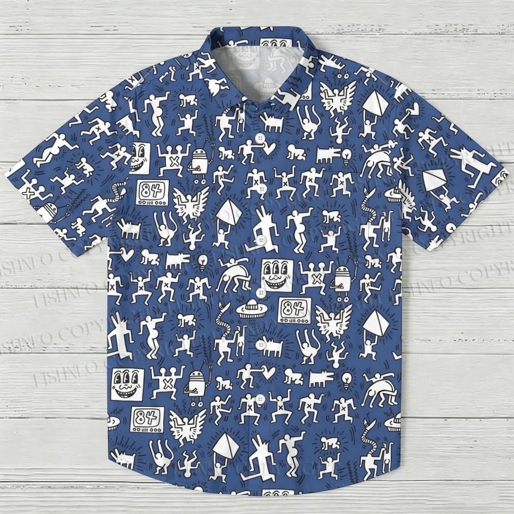 Keith Haring Dancing Figures Hawaiian Shirt