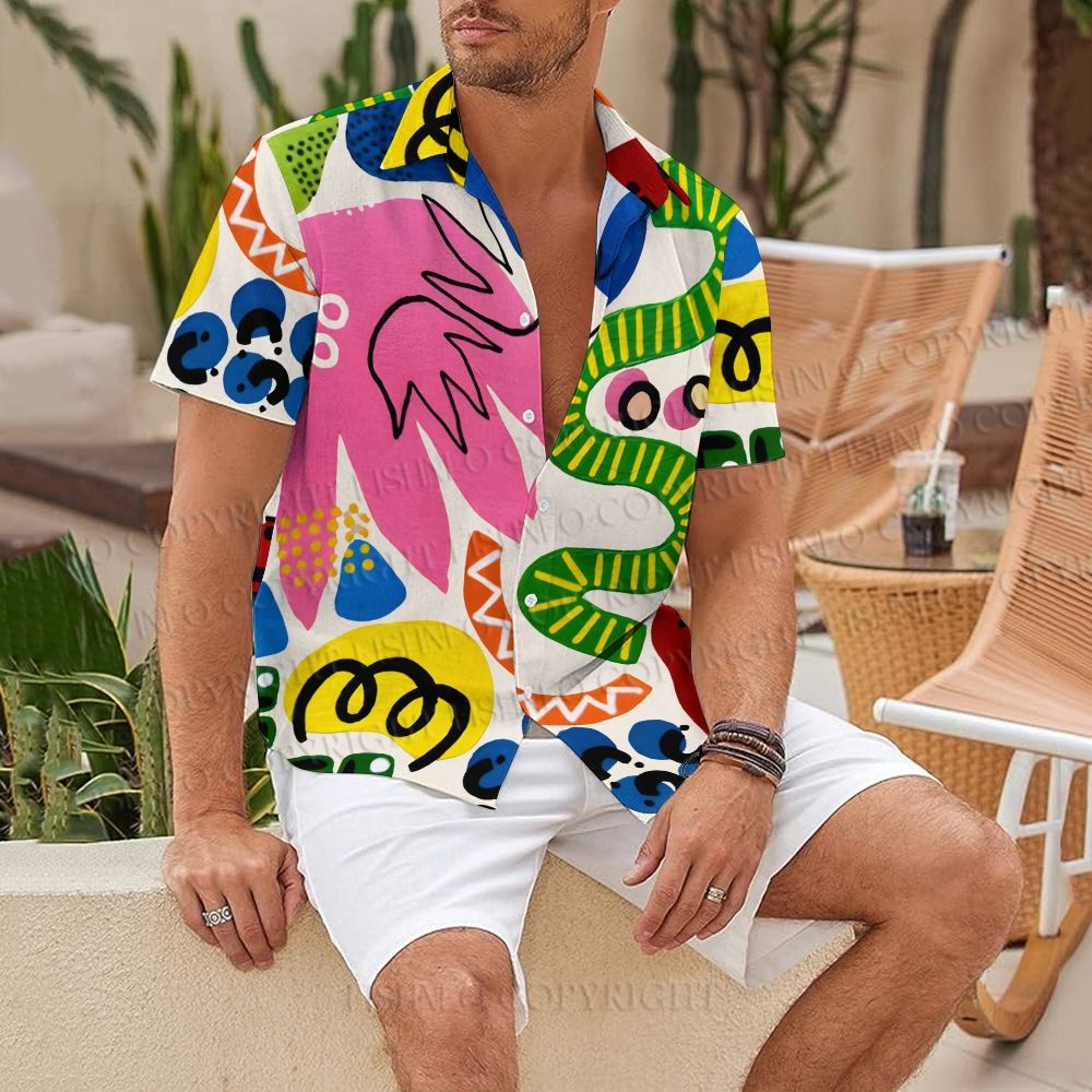Multicolor Bauhaus Graffiti Hawaiian Shirt