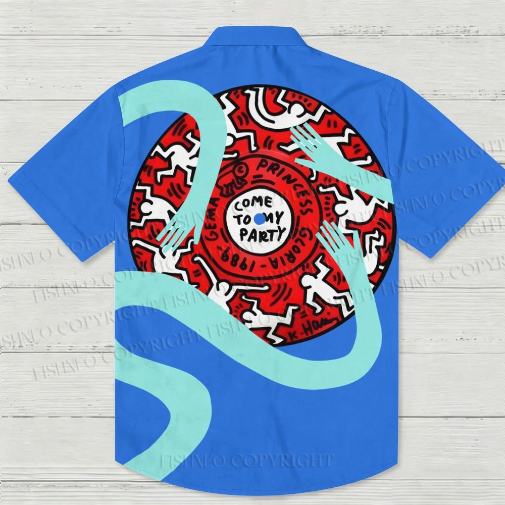Giant Keith Haring Vinyl Record Hawaiian Shirt