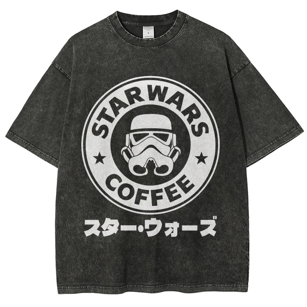 Star Wars Coffee Vintage Wash Japanese Design T-Shirt