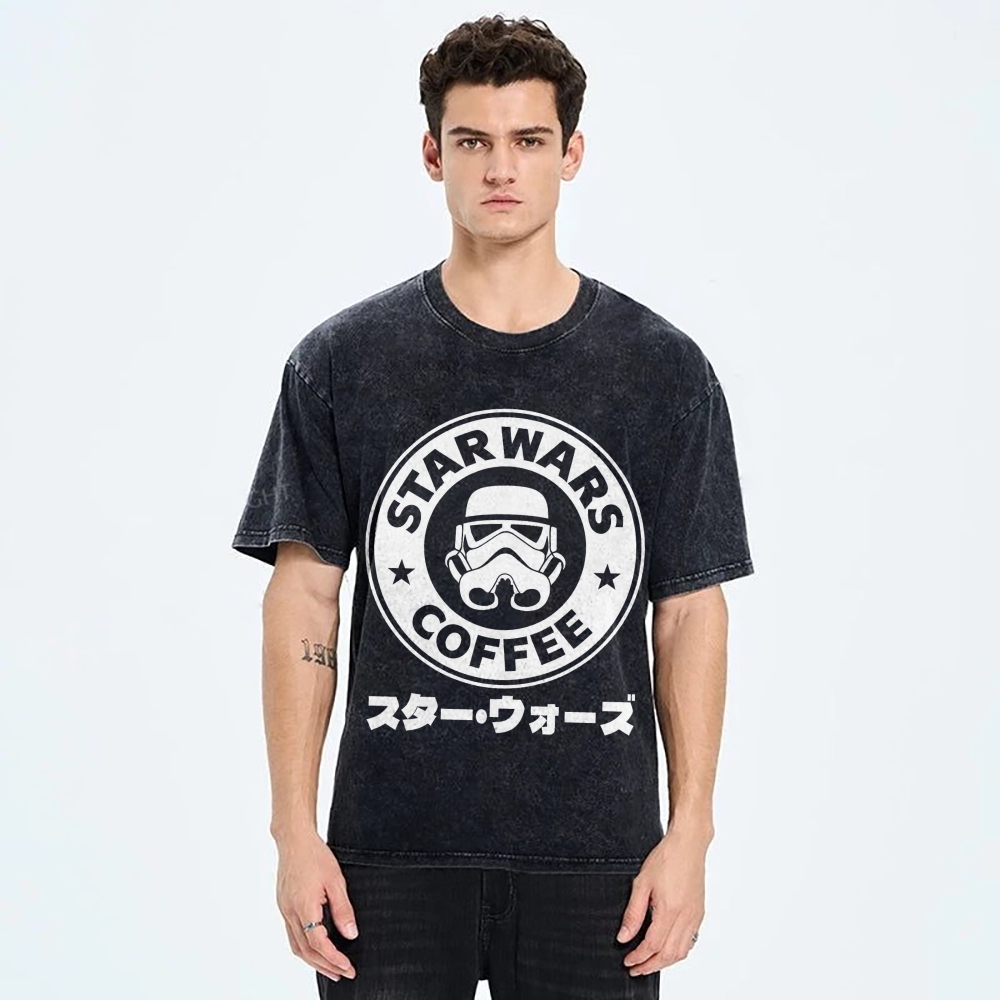 Star Wars Coffee Vintage Wash Japanese Design T-Shirt