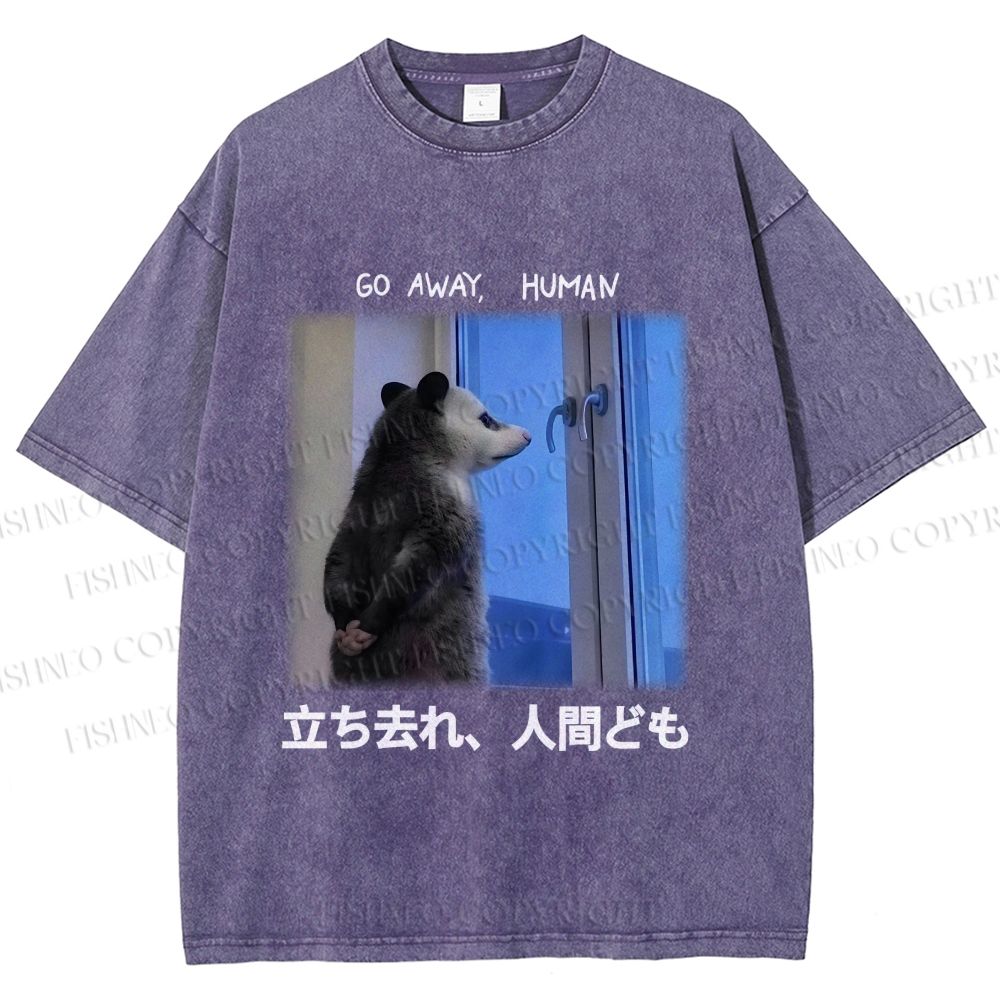 Unisex Go Away Human Mole Printed Washed Tee