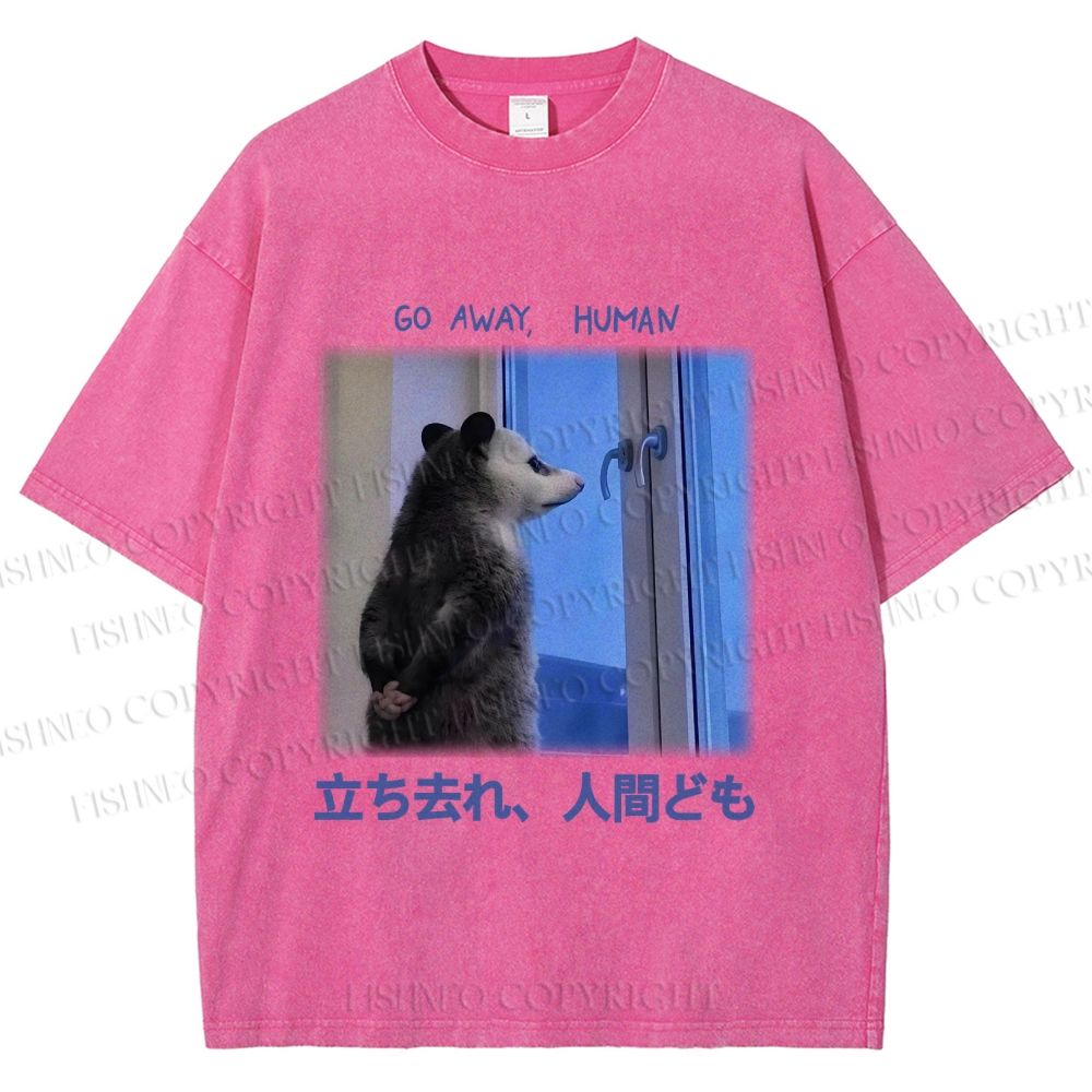 Unisex Go Away Human Mole Printed Washed Tee