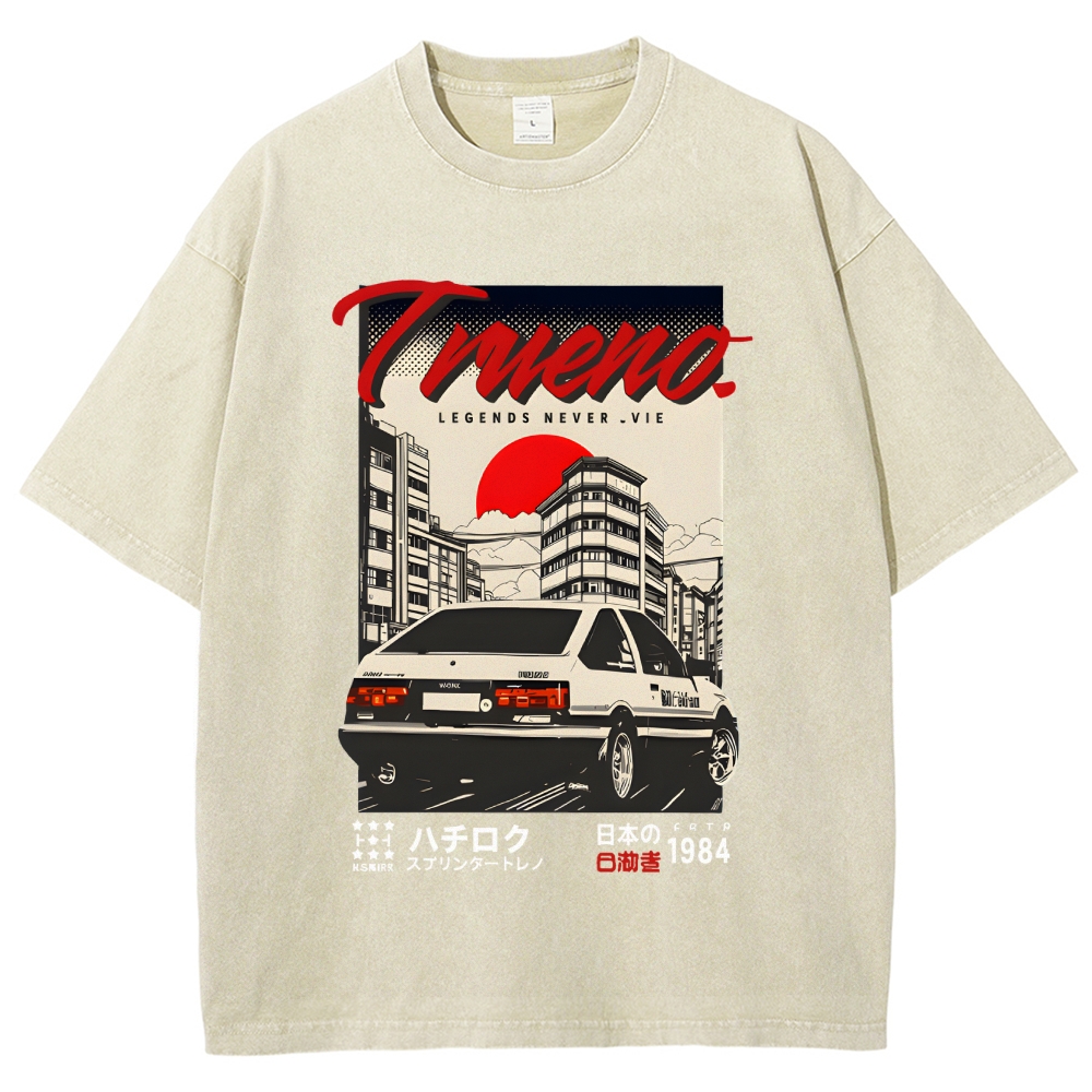 Retro Japanese Car Funny Vintage Washed T-shirt