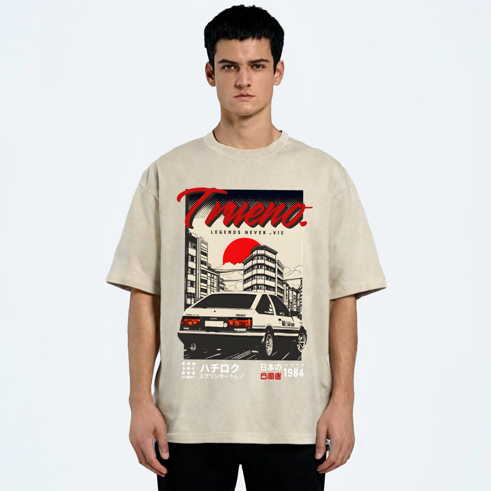 Retro Japanese Car Funny Vintage Washed T-shirt