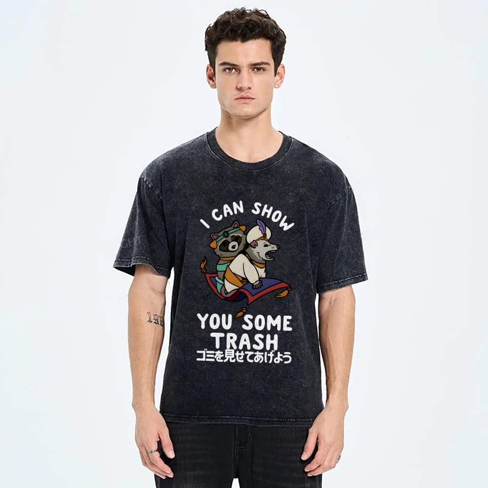 I Can Show You Some Trash Funny Raccoon & Opossum Vintage Washed T-shirt