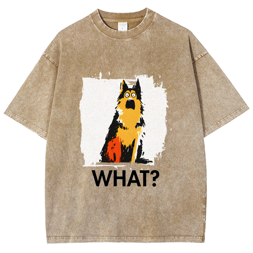 Unisex German Shepherd What Dog Printed Washed Tee