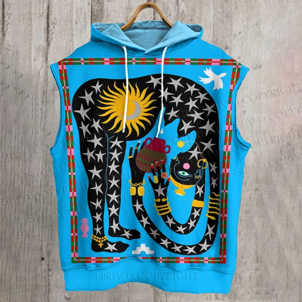Unisex Sky Mother Printed Sleeveless Hoodie