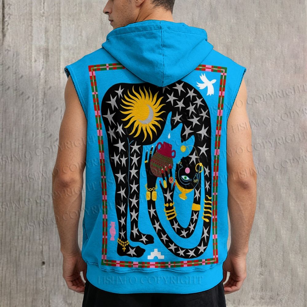 Unisex Sky Mother Printed Sleeveless Hoodie