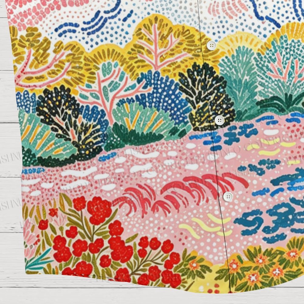 Polka Dot Landscape Painting Hawaiian Shirt