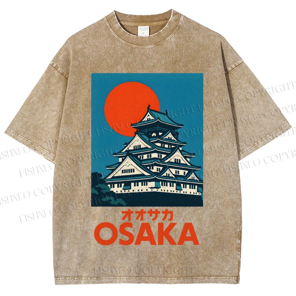 Unisex Osaka Vintage Travel Printed Washed Tee