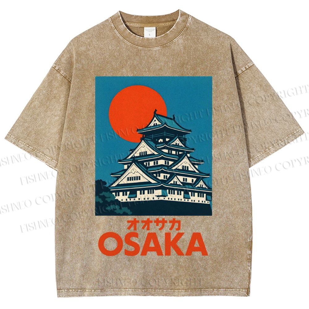 Unisex Osaka Vintage Travel Printed Washed Tee