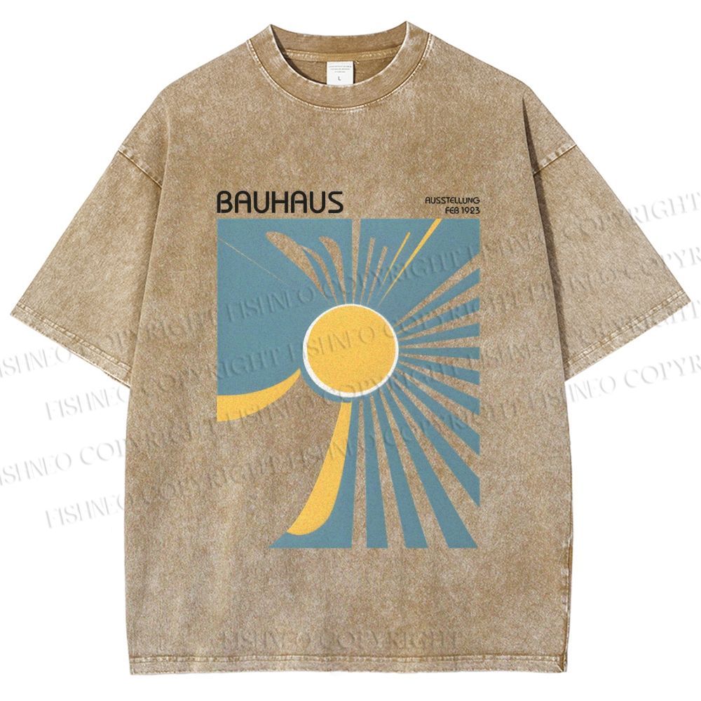 Unisex Bauhaus Sun Printed Washed Tee