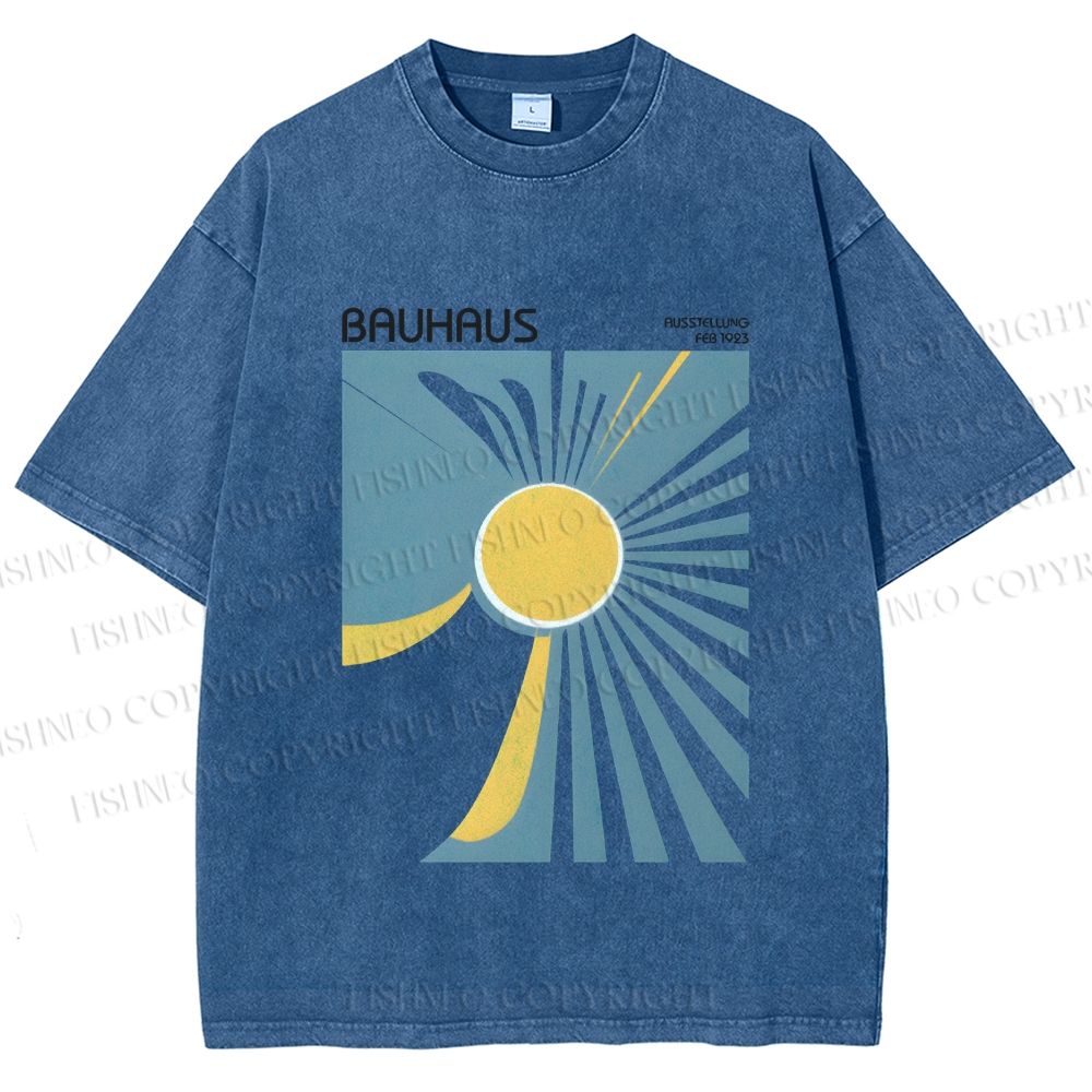 Unisex Bauhaus Sun Printed Washed Tee