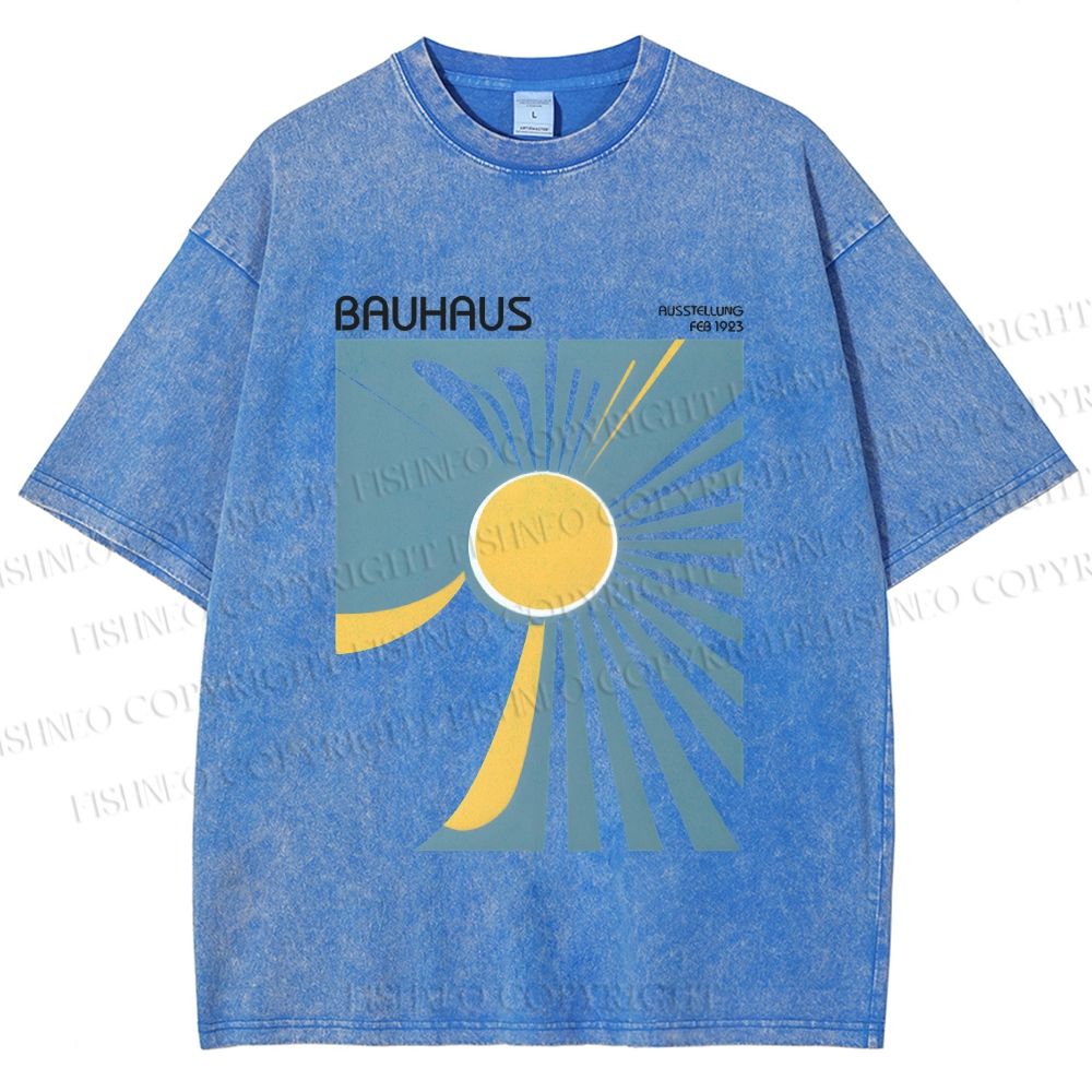 Unisex Bauhaus Sun Printed Washed Tee