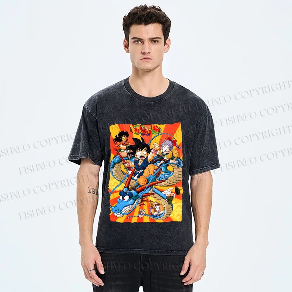 Unisex Dragon Ball Printed Washed Tee