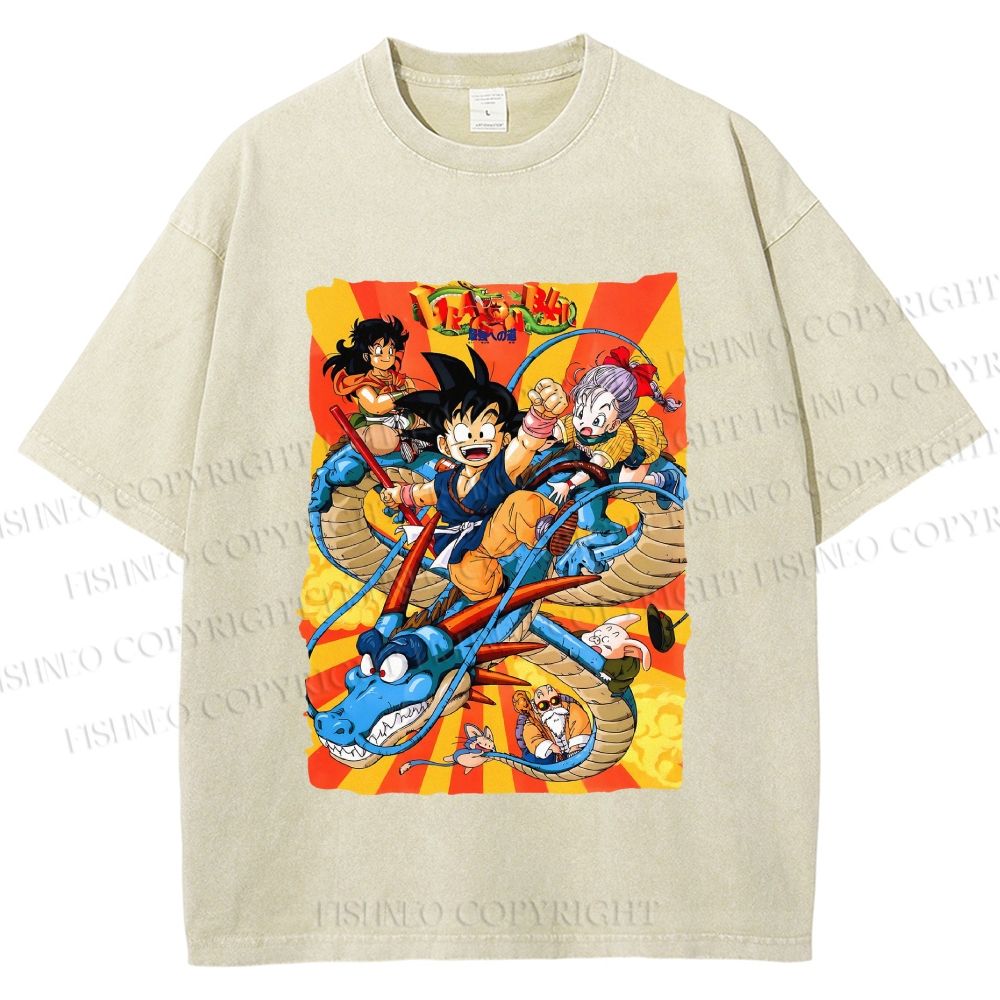 Unisex Dragon Ball Printed Washed Tee