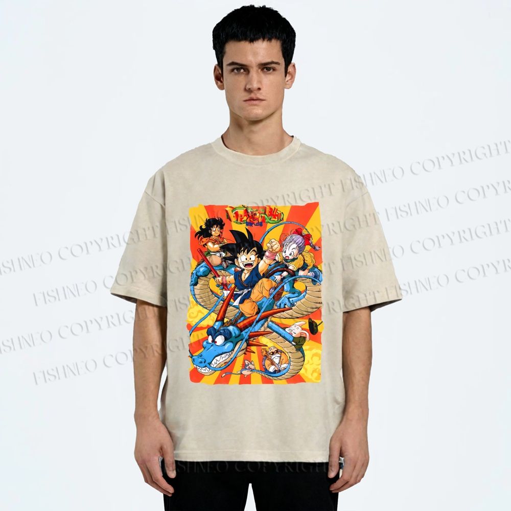 Unisex Dragon Ball Printed Washed Tee