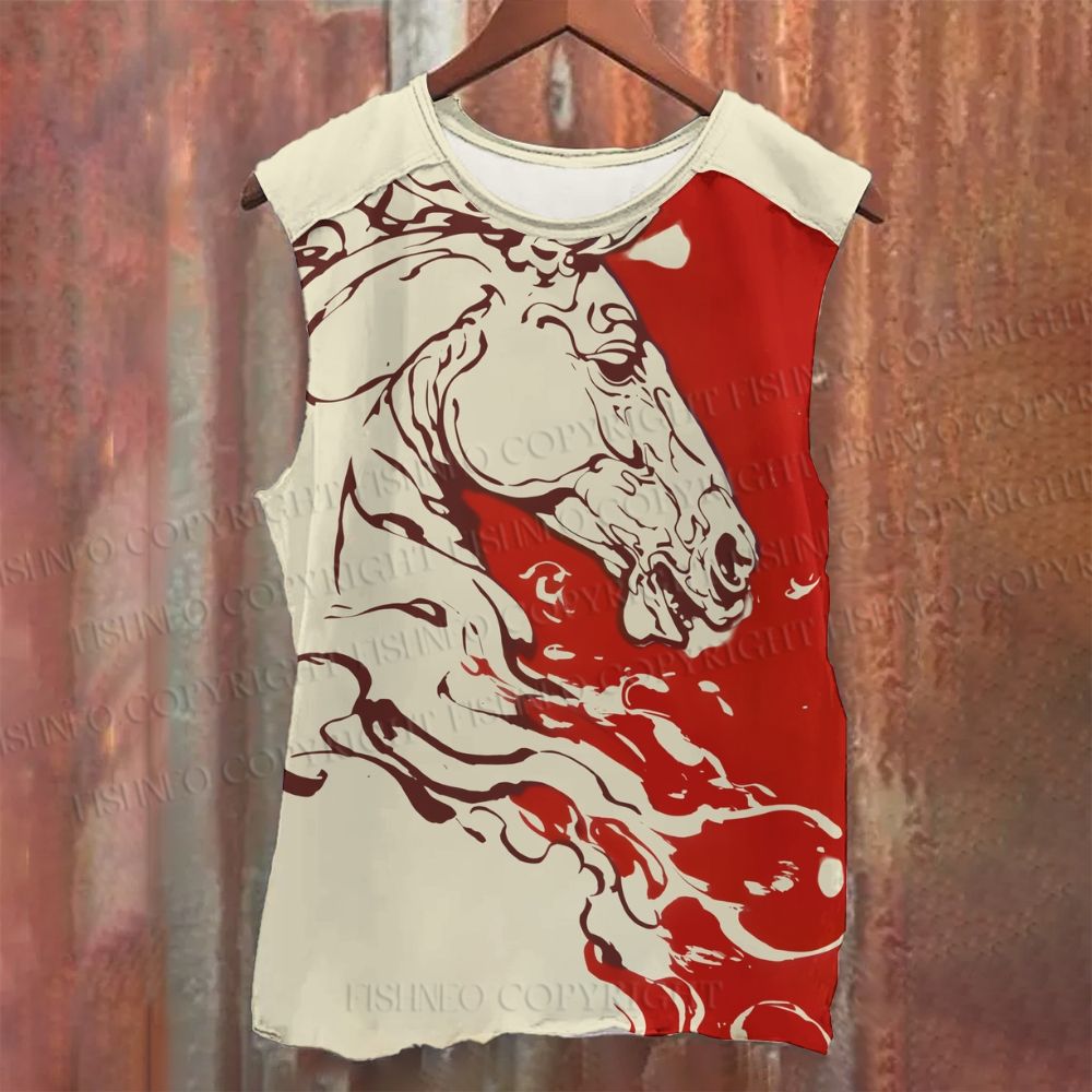 Unisex Casual Horse Printed Tank Top