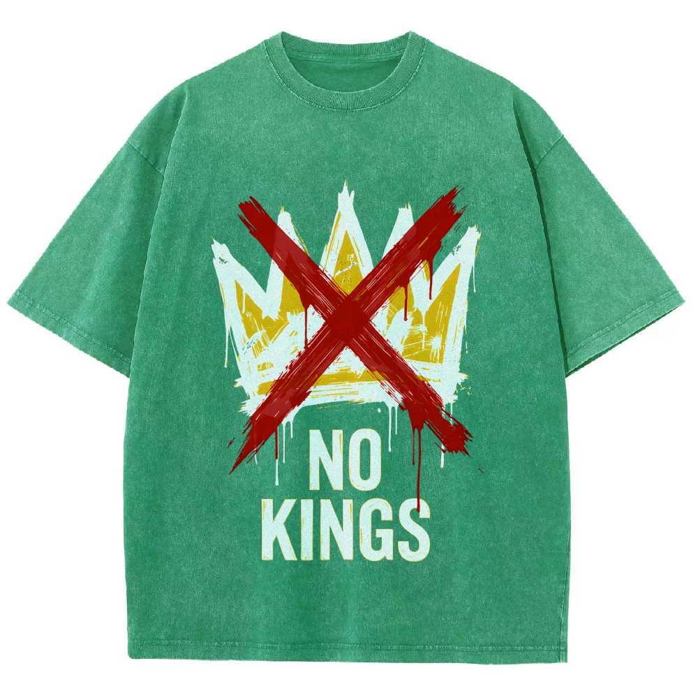 Unisex NO KINGS—Street Rebellion Printed Washed Tee