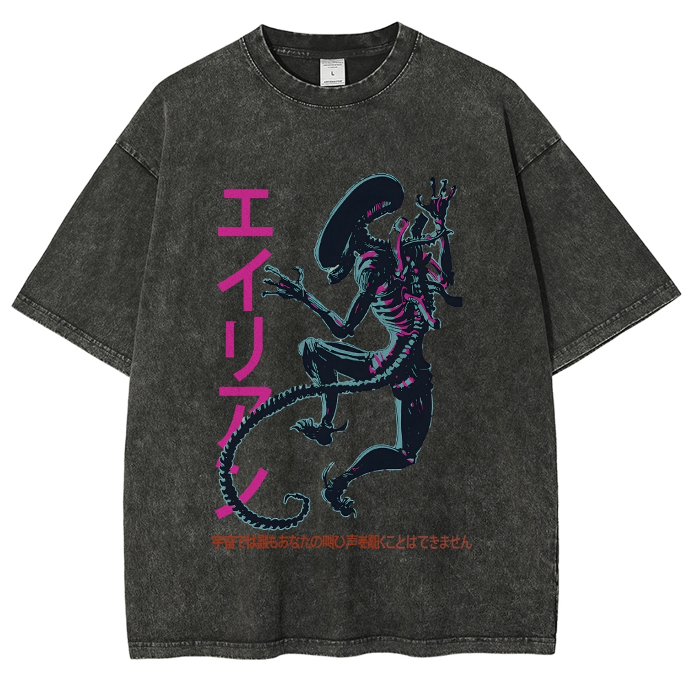 Unisex Vintage Alien Vintage Printed Washed Tee