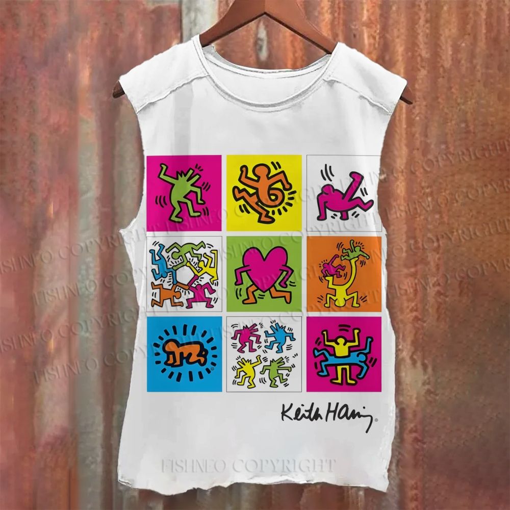 Unisex Casual Keith Haring Pop Shop Printed Tank Top