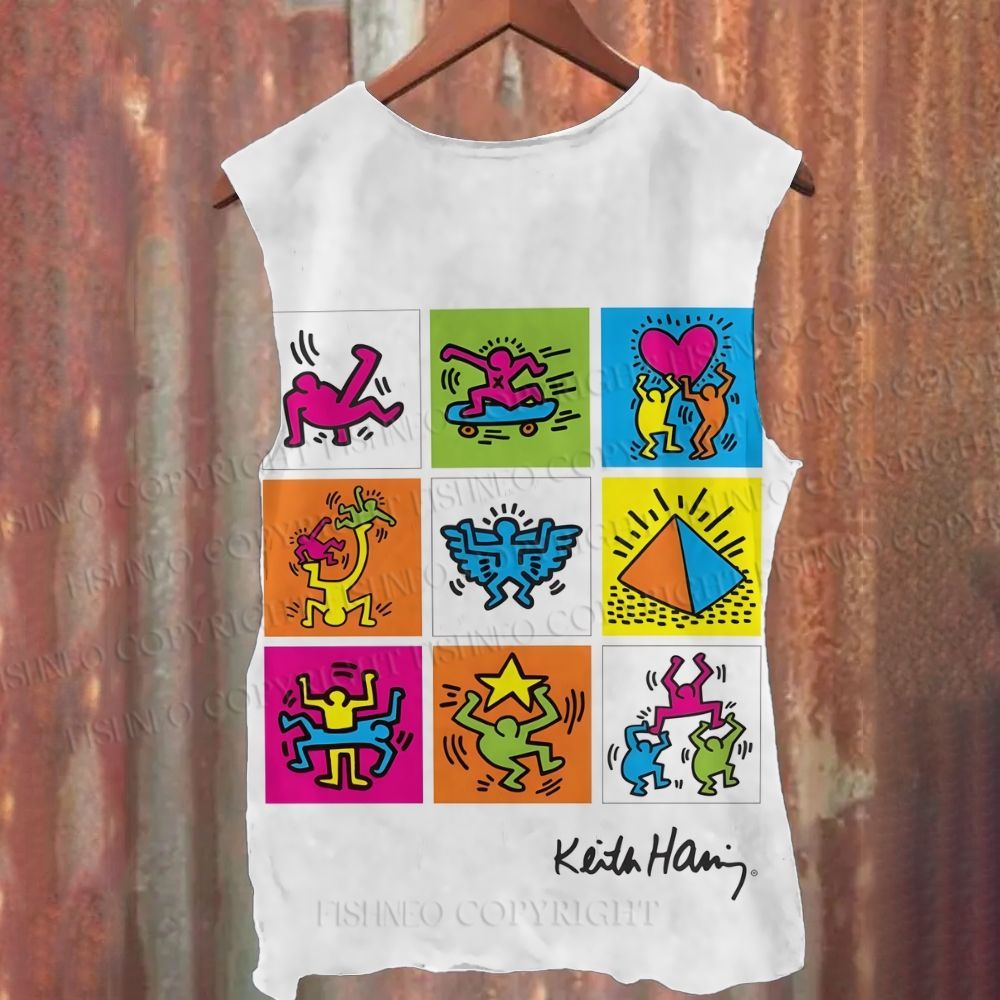 Unisex Casual Keith Haring Pop Shop Printed Tank Top