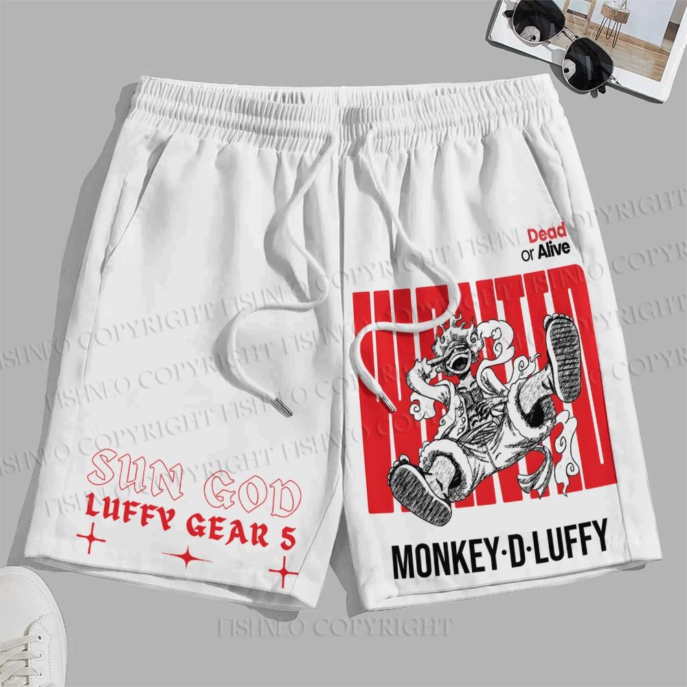Men's One Piece Luffy Printed Casual Beach Plus Size Shorts