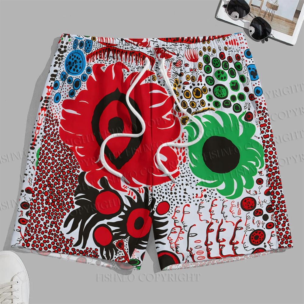 Men's Yayoi Kusama Eyes Printed Casual Beach Plus Size Shorts
