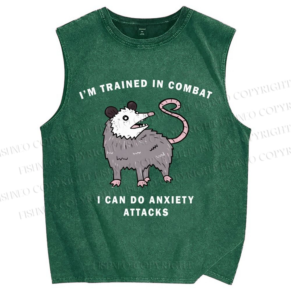 Unisex Opossum Anxiety Attack Printed Washed Tank Top