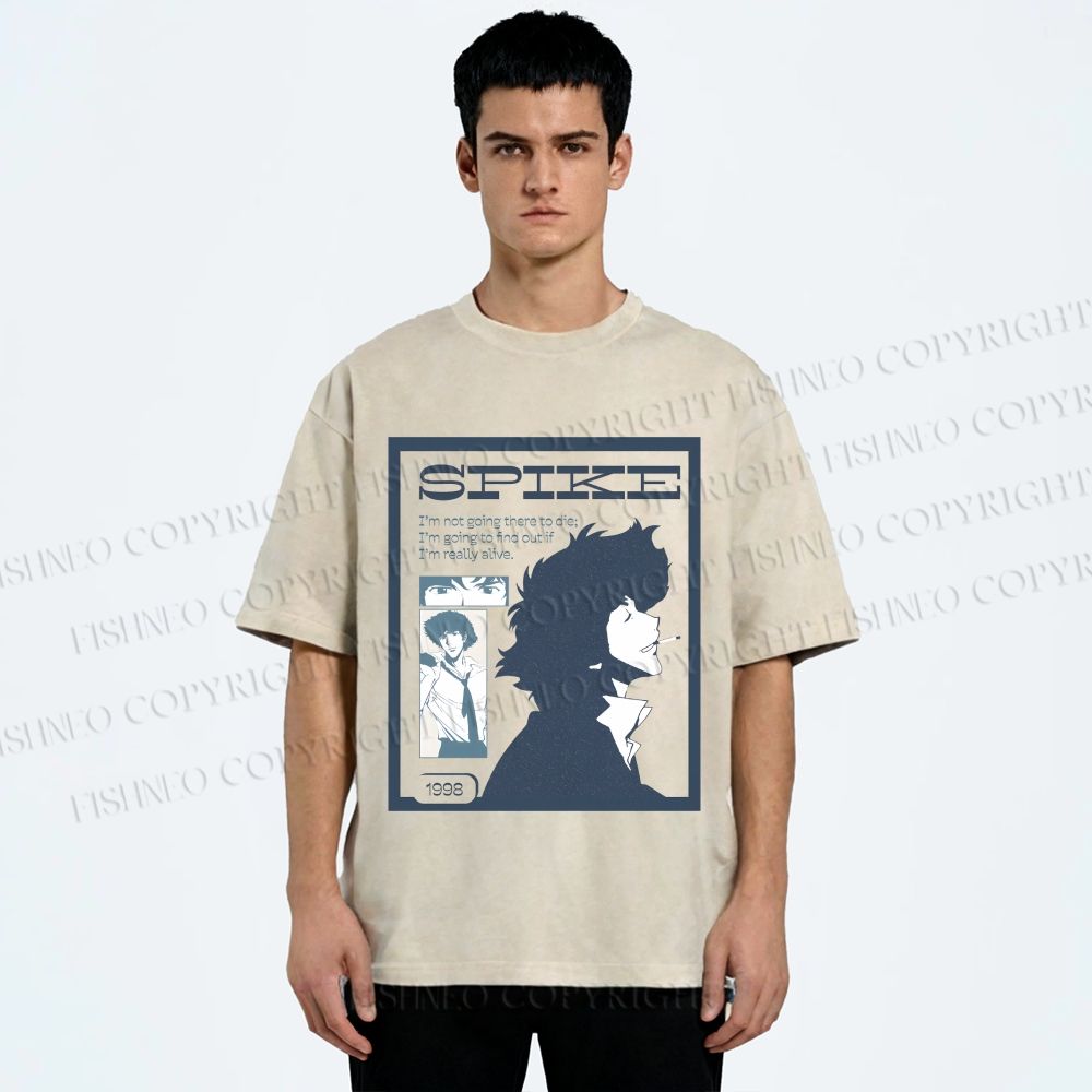 Unisex Cowboy Bebop Spike Printed Washed Tee
