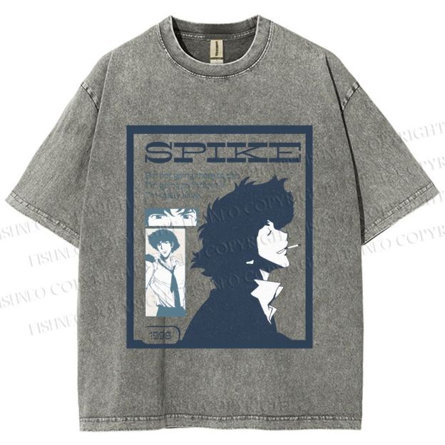 Unisex Cowboy Bebop Spike Printed Washed Tee
