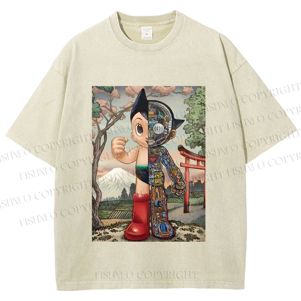 Unisex Japanese Vintage Astro Boy Printed Washed Tee