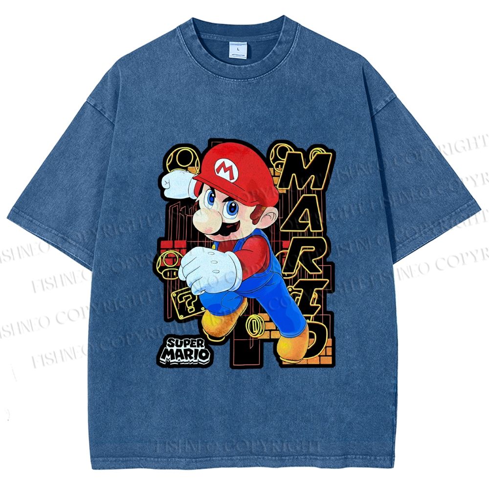 Unisex Super Mario Printed Washed Tee