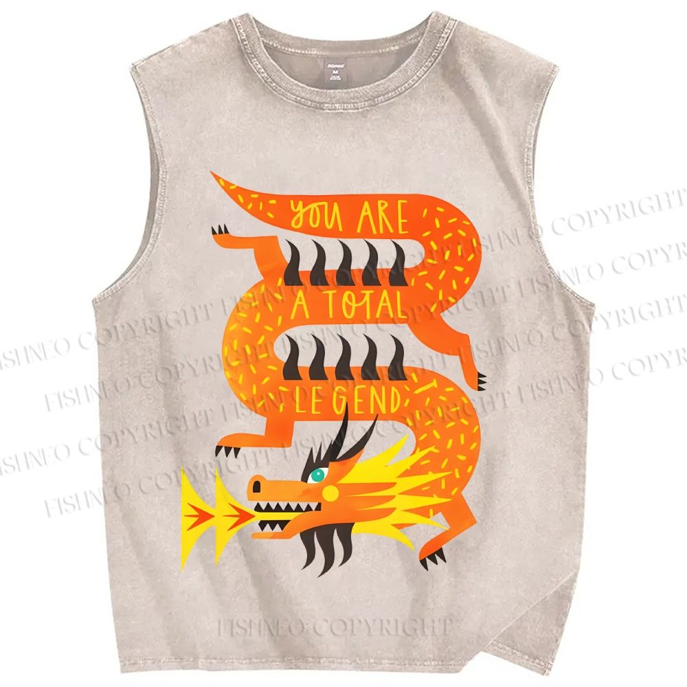 Unisex Charizard Printed Washed Tank Top