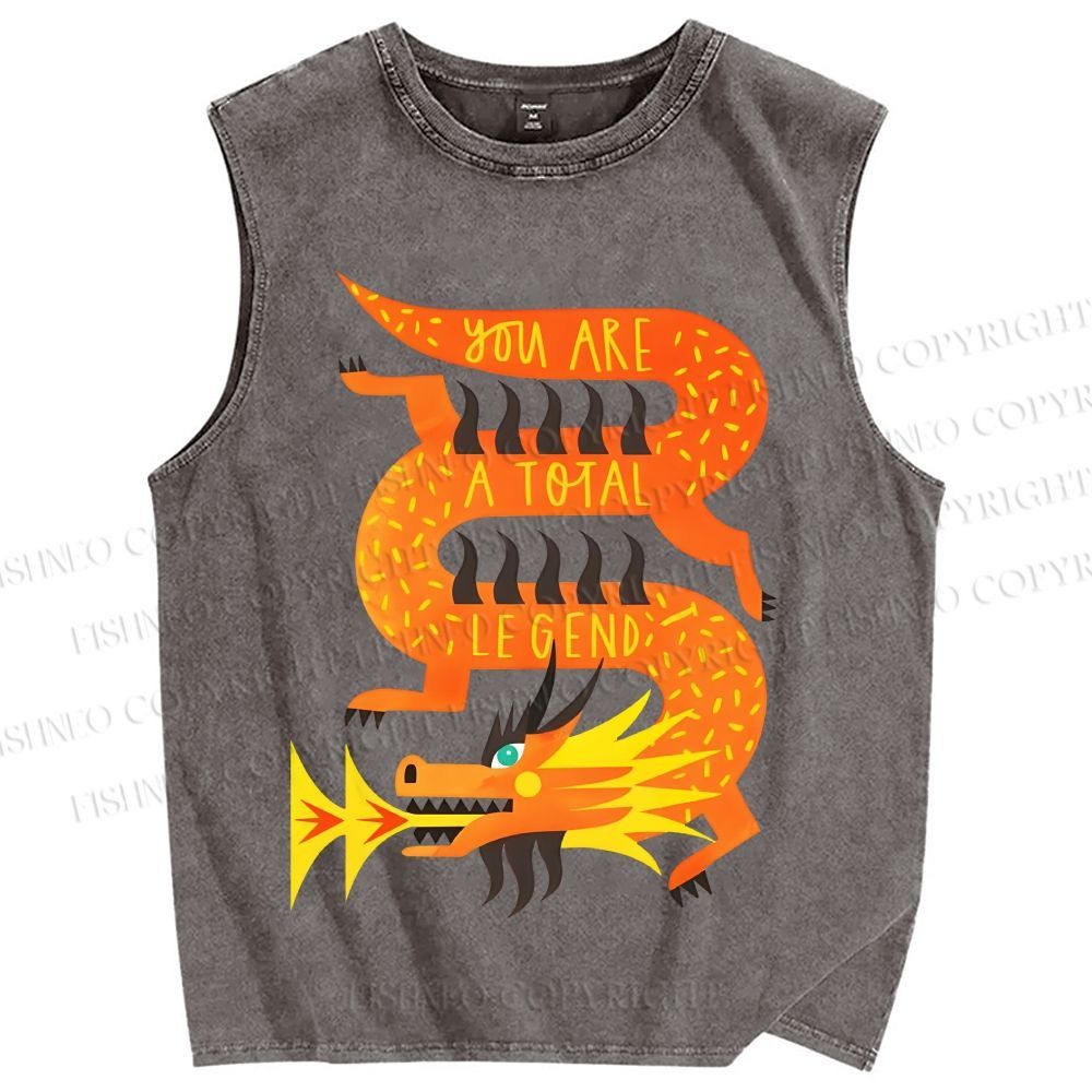 Unisex Charizard Printed Washed Tank Top