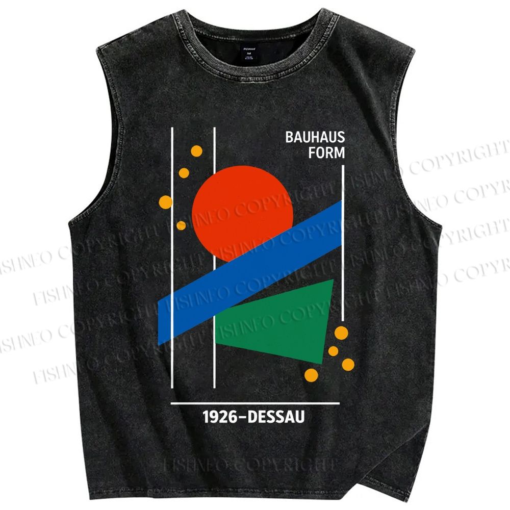 Unisex Bauhaus Geometric Printed Washed Tank Top