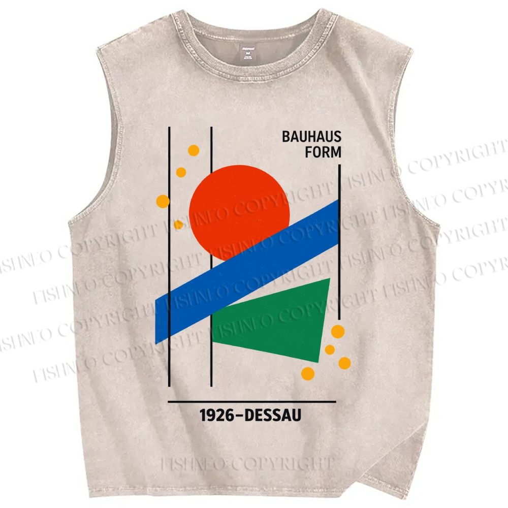 Unisex Bauhaus Geometric Printed Washed Tank Top