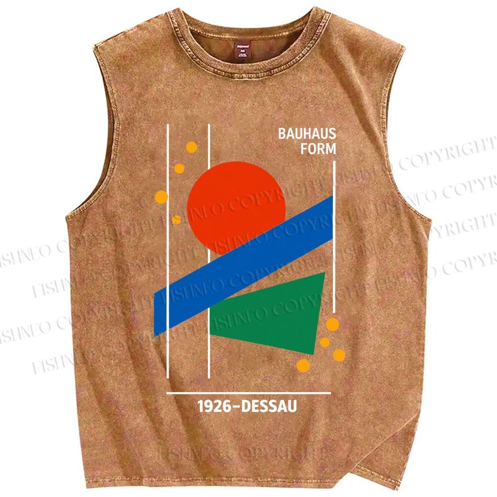 Unisex Bauhaus Geometric Printed Washed Tank Top
