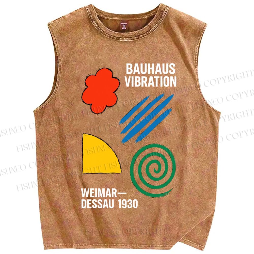 Unisex Bauhaus Geometric Printed Washed Tank Top