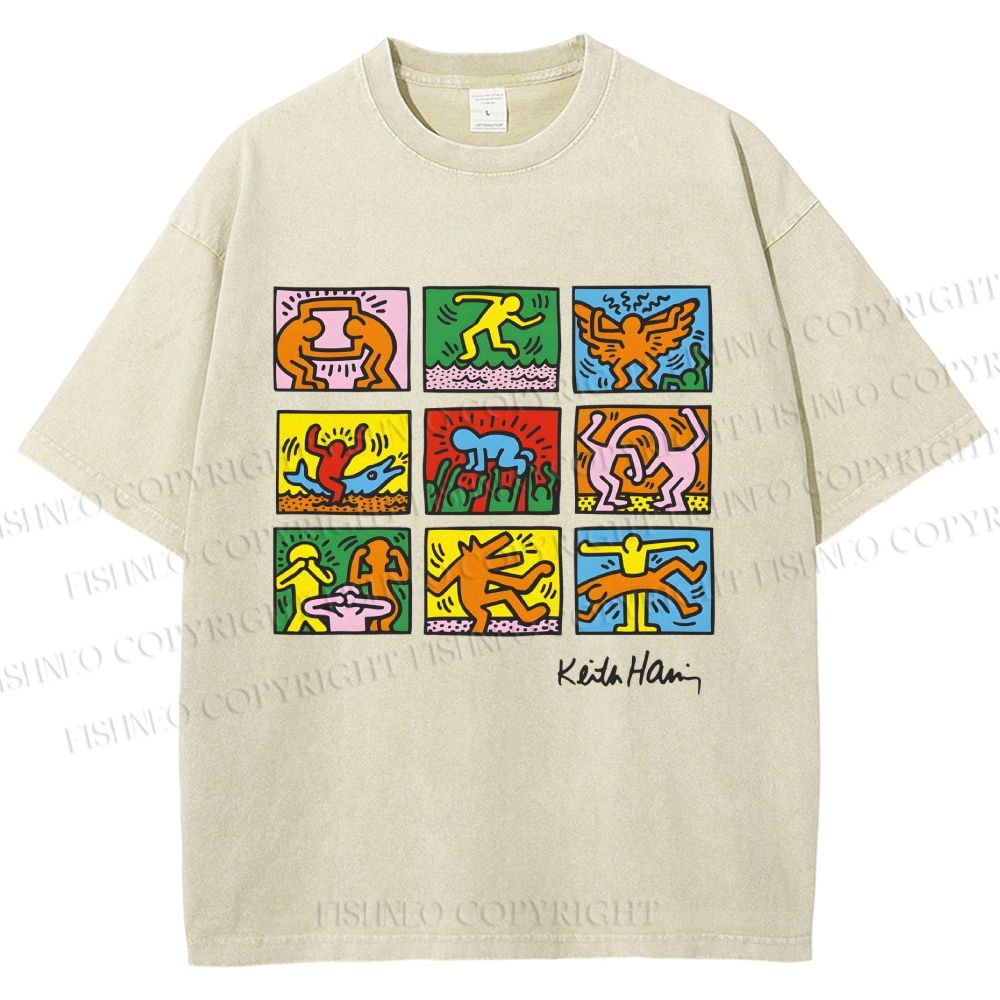 Unisex Keith Haring Pop Shop Printed Washed Tee