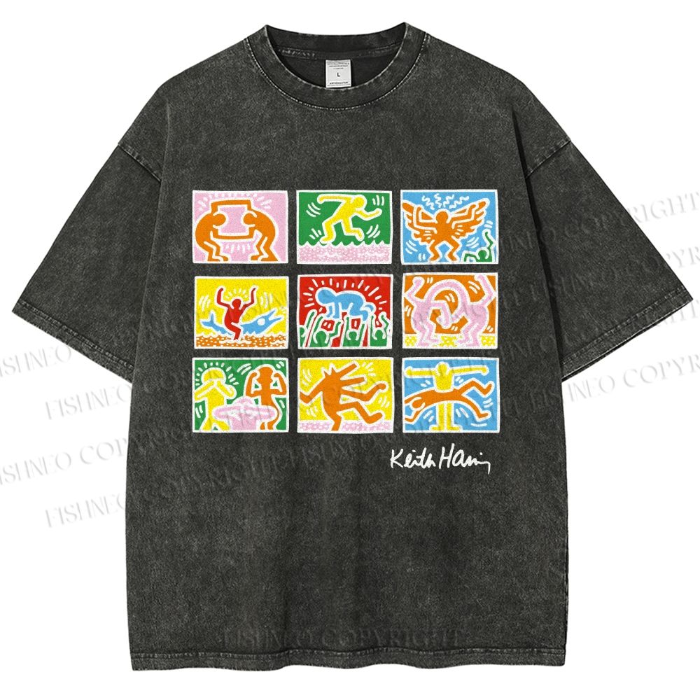 Unisex Keith Haring Pop Shop Printed Washed Tee