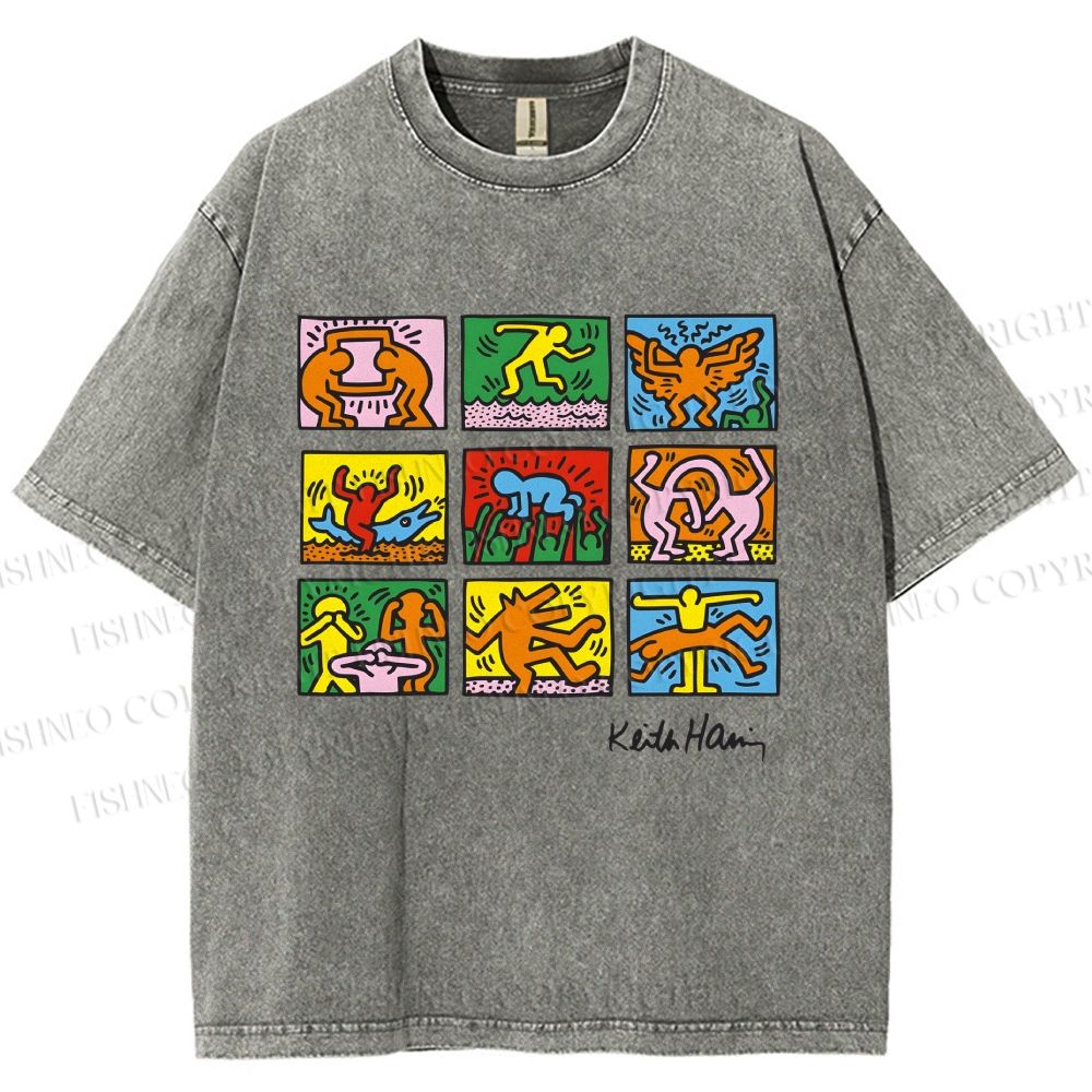 Unisex Keith Haring Pop Shop Printed Washed Tee