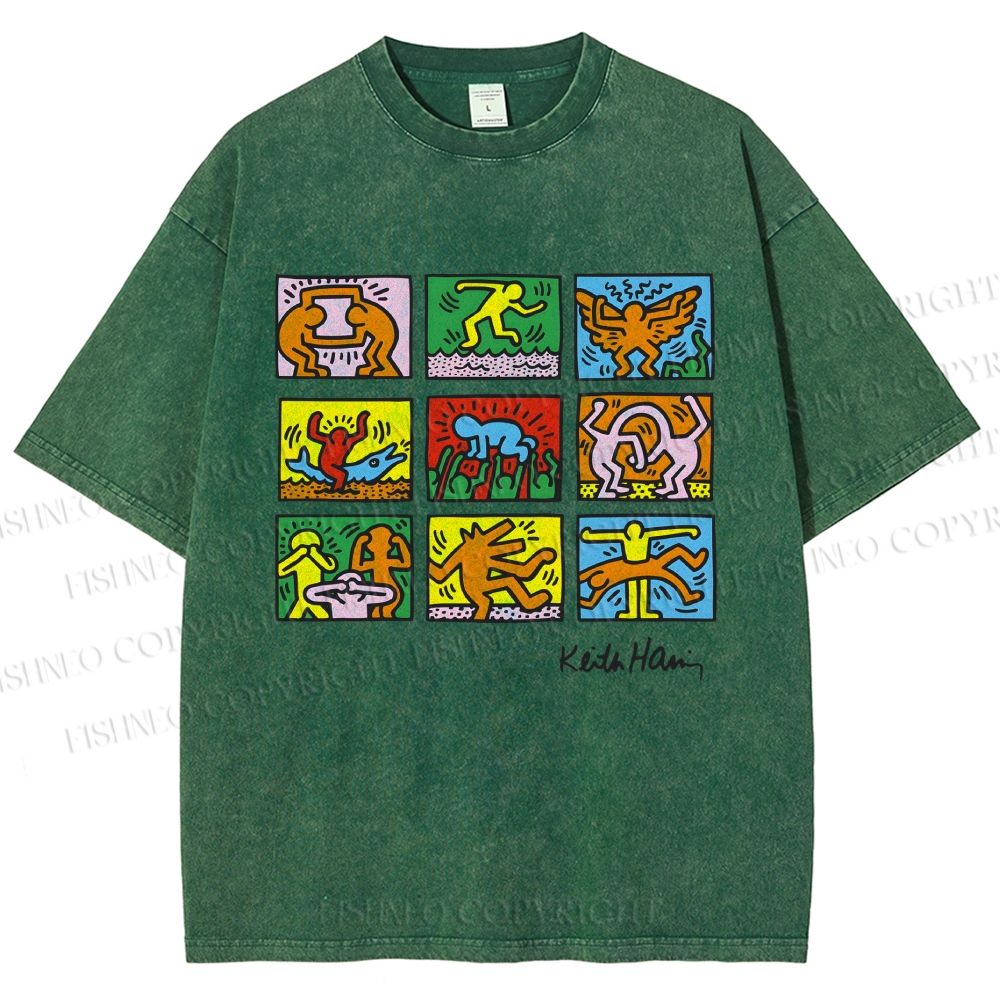 Unisex Keith Haring Pop Shop Printed Washed Tee