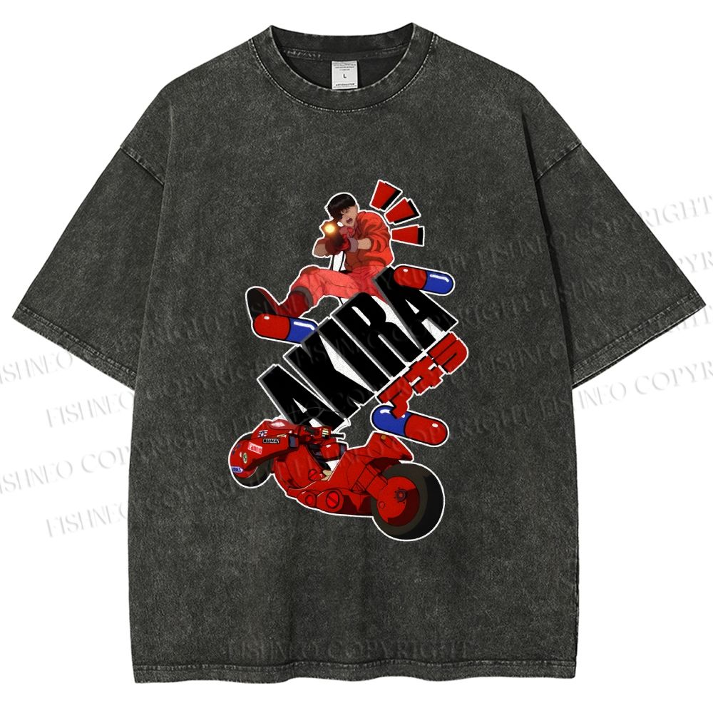Unisex Akira Printed Washed Tee