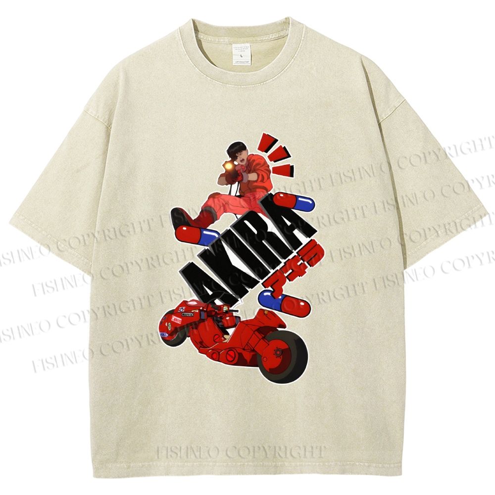 Unisex Akira Printed Washed Tee